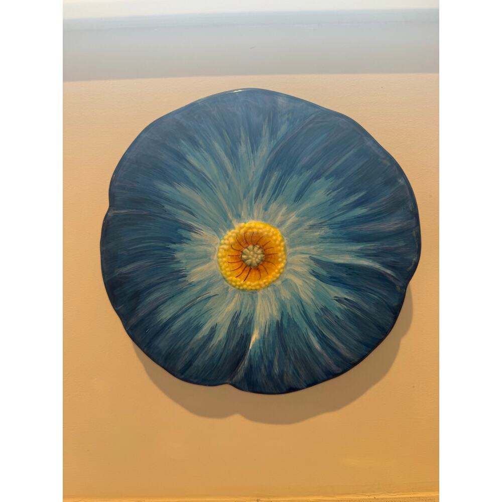 Anthropologie Blue Flower Salad Plate 8 inches